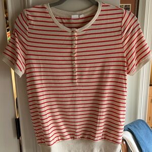 Striped orange and Cream Gap Short Sleeve Sweater